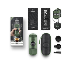 Espressor portabil Wacaco Nanopresso verde + Geanta de transport - Coffee Gear