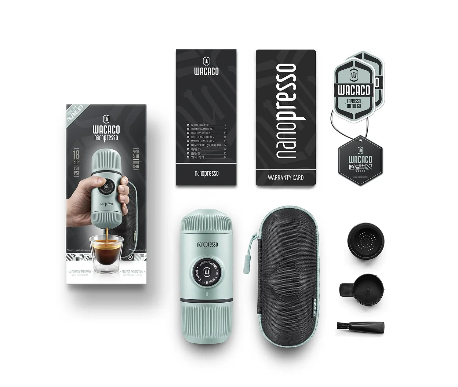 Espressor portabil Wacaco Nanopresso albastru + Geanta de transport - Coffee Gear